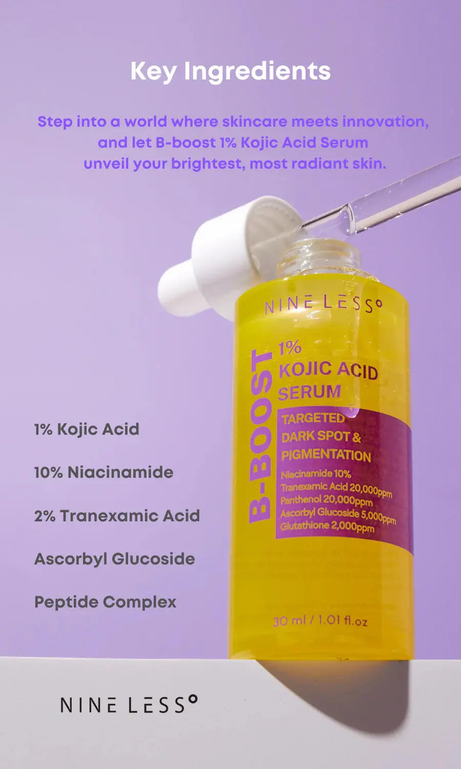 NINELESS- B-Boost Serum 1% Acide Kojique